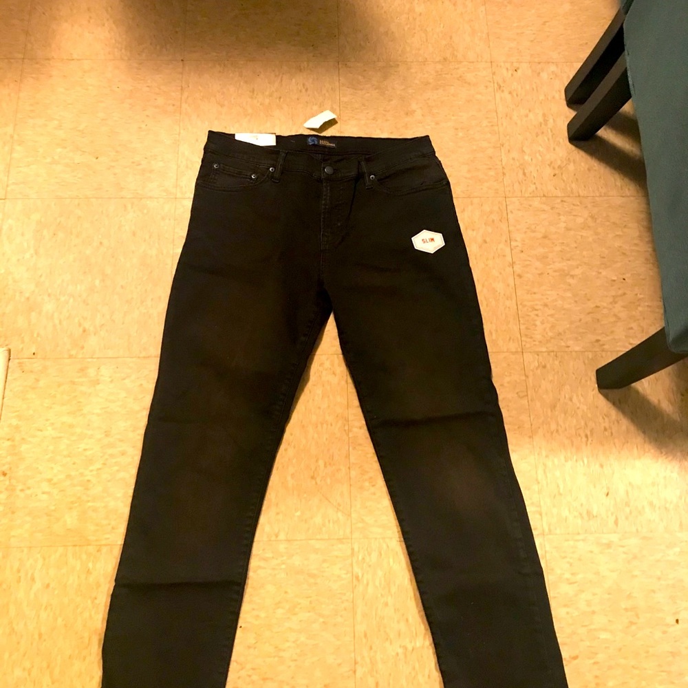Buckle black pants men